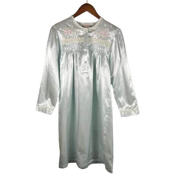 VTG Barbizon Womens Cuddleskin Embroidered Satin Lace Nightgown Size S Feminine - Picture 1 of 8